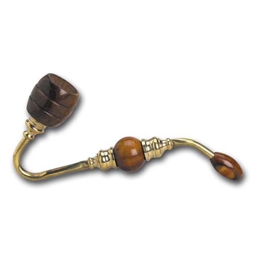 Pipe brown wood wooden head curved brass 140 mm.